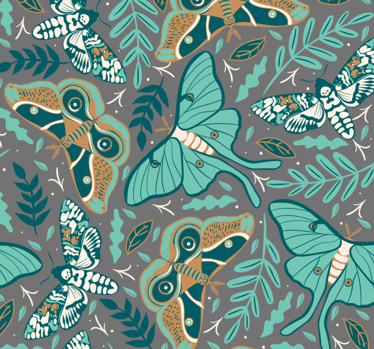 Elegant Ornamental Spread butterfly wallpaper - TenStickers