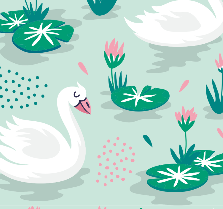 Swans Lake Pattern animal wallpaper - TenStickers