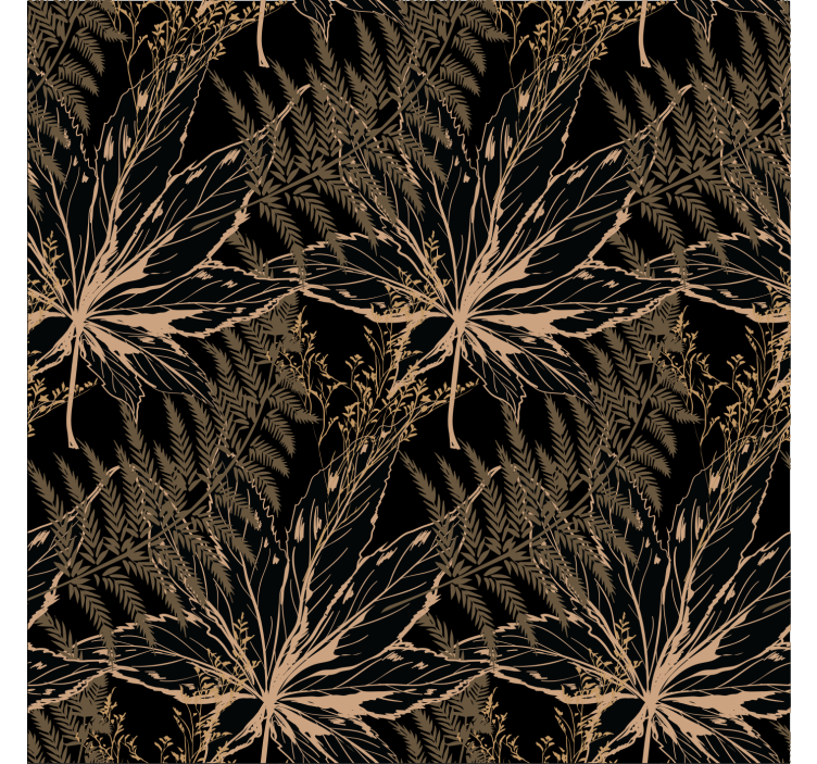 Big golden leaves black wallpaper - TenStickers