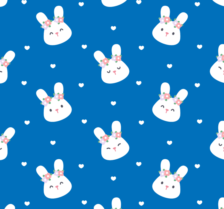 Bunny Pattern animal wallpaper - TenStickers