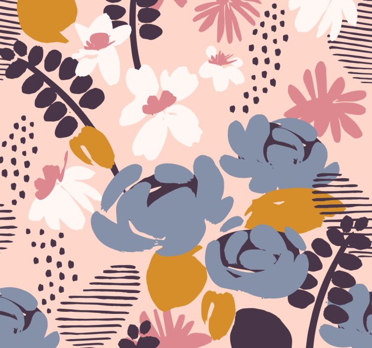 Floral Botanical Pattern floral ornament wallpaper - TenStickers