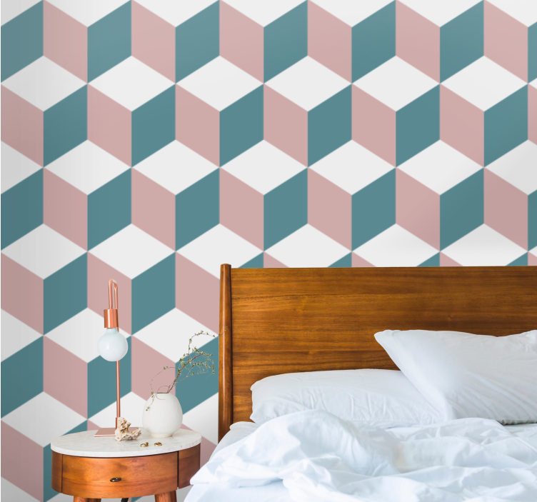 3D cube arrangement geometric wallpaper - TenStickers