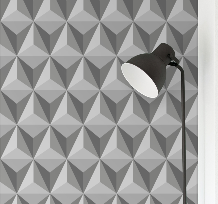 3D Gray triangle pattern triangle wallpaper - TenStickers