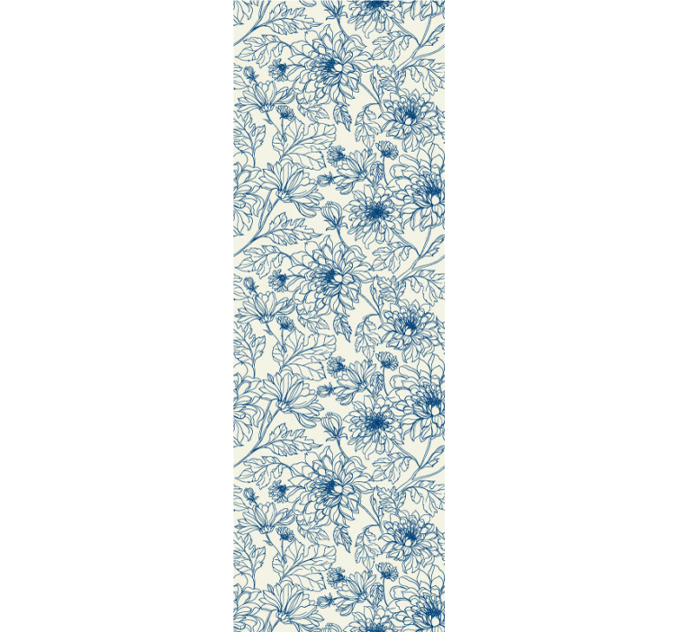 Detailed floral sketch flower wallpaper - TenStickers