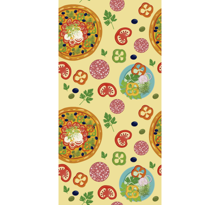 Pizza Pattern Kitchen Wallpaper - TenStickers