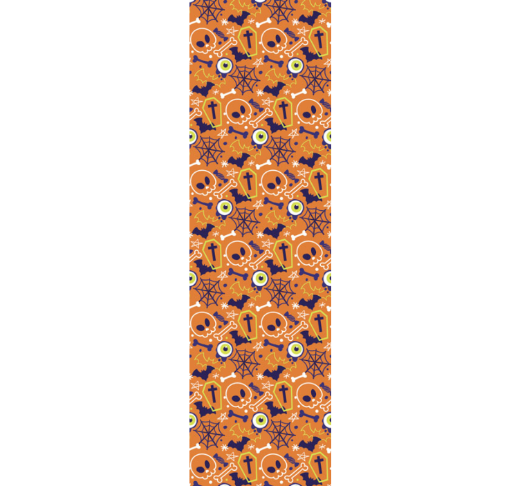 Ghosts bats skulls and star Orange Wallpaper - TenStickers