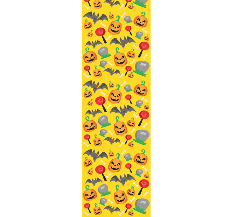 Yellow background with bats and candy Wallpaper - TenStickers