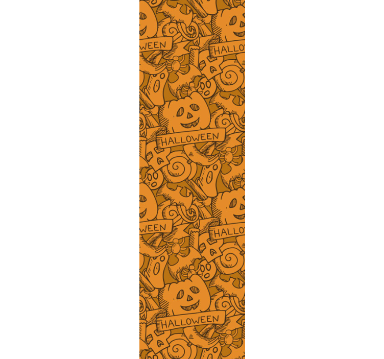 Bats, pumpkins and candy Orange Wallpaper - TenStickers
