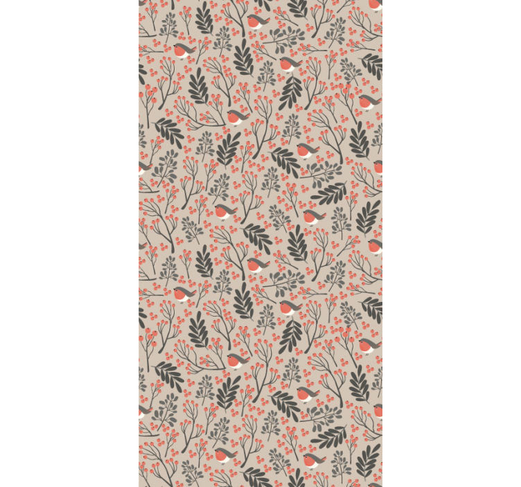 Birds and blooms living room wallpaper - TenStickers