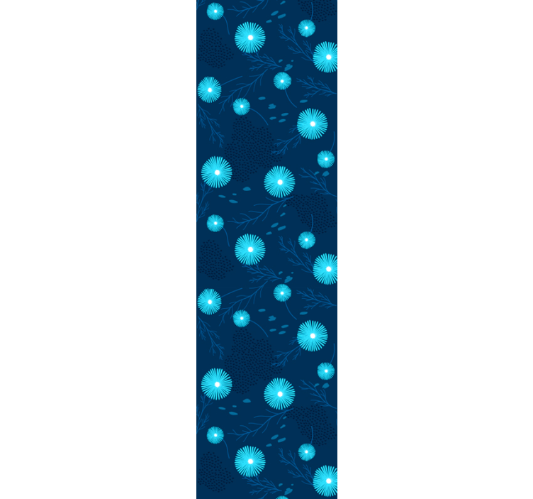 Light blue flowers on dark blue wallpaper - TenStickers