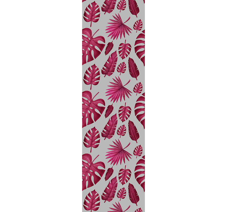 Monstera pink and grey drawn leaf wallpaper - TenStickers