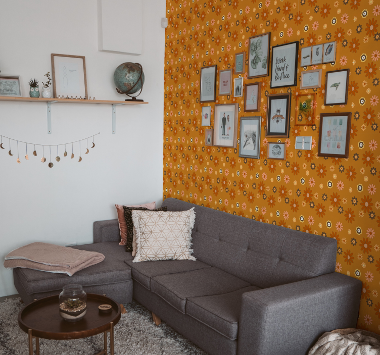 60s flower power vintage wallpaper - TenStickers