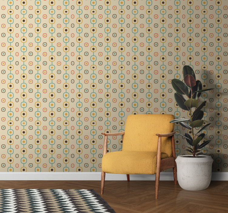 60s Geometric vintage wallpaper - TenStickers