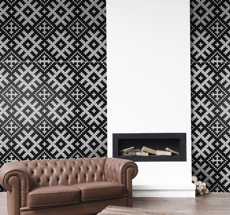Viking chained squares pattern Square Wallpaper - TenStickers