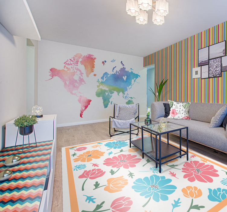 Horizontal multicolor striped pattern wallpaper - TenStickers