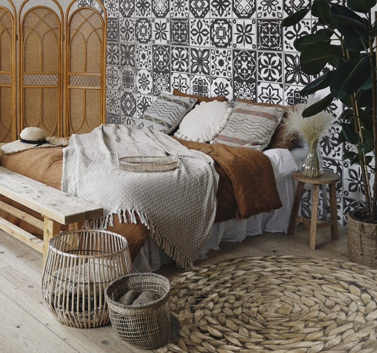 Arabesque - Black & White Ornamental Wallpaper - TenStickers