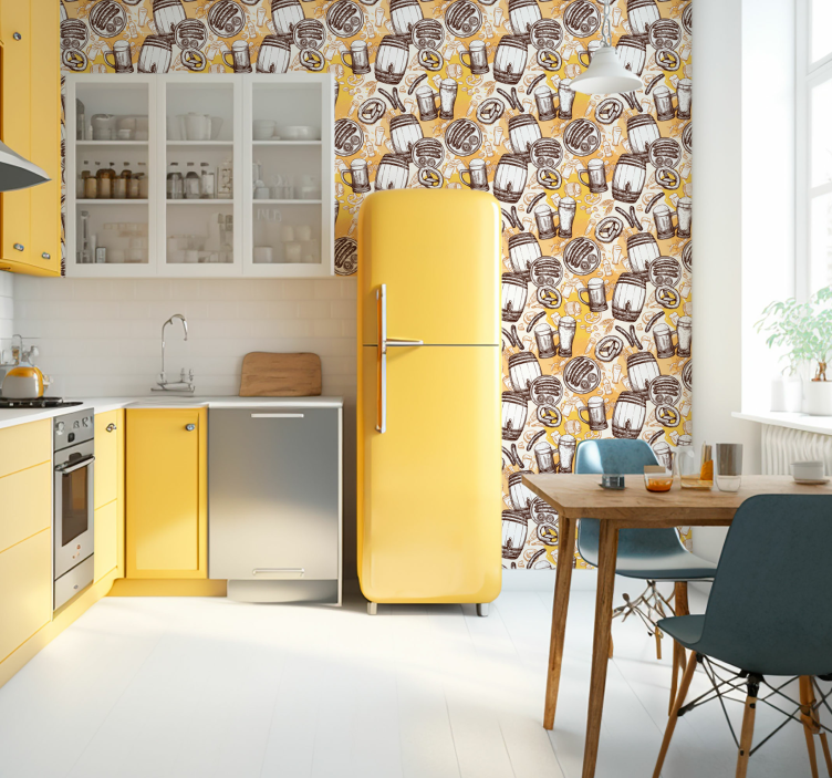 Vintage beer style kitchen wallpaper - TenStickers