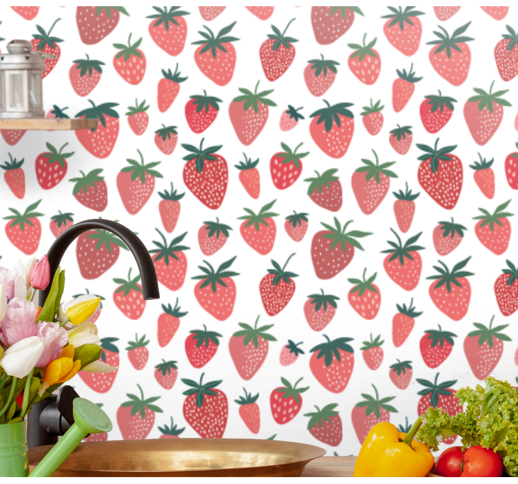Hand draw strawberries  Kitchen Wallpaper - TenStickers