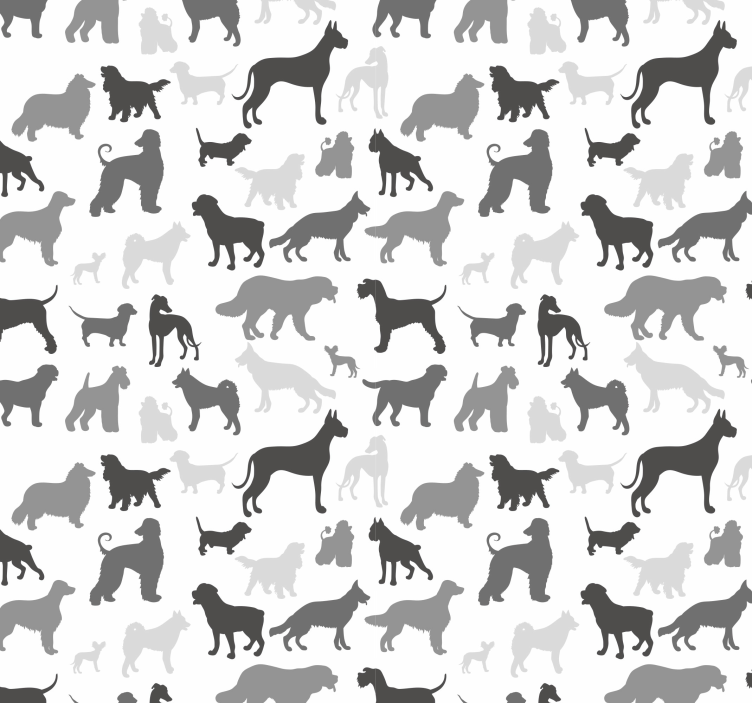 Black dog silhouette pattern bedroom wallpaper - TenStickers