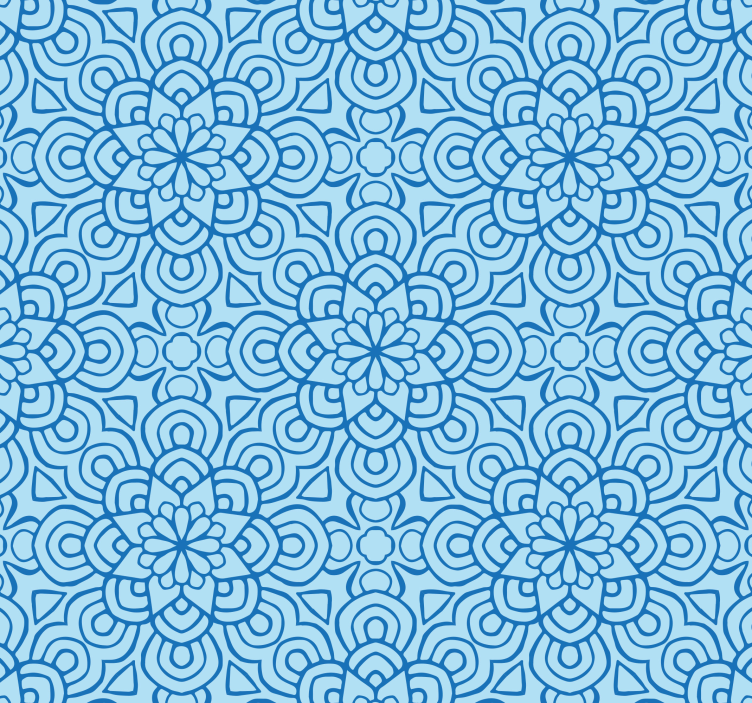 Blue mandala flower vintage wallpaper - TenStickers