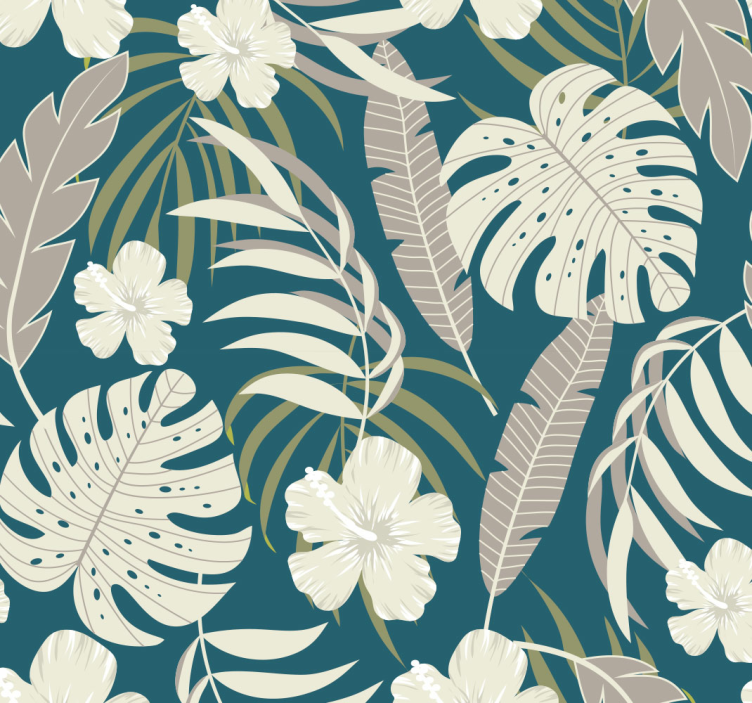 tropical leaves drawing Living room wallpaper - TenStickers