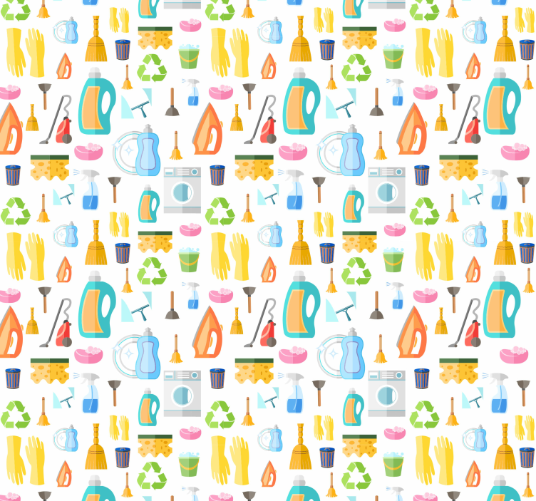 Colorful laundry icons pattern kitchen wallpaper - TenStickers