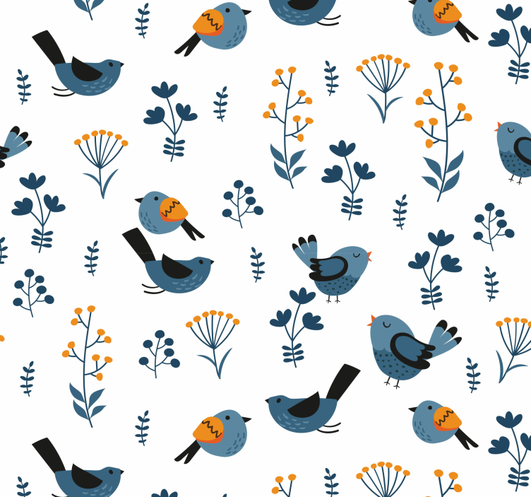 Bird Motif Accent birds wallpaper - TenStickers