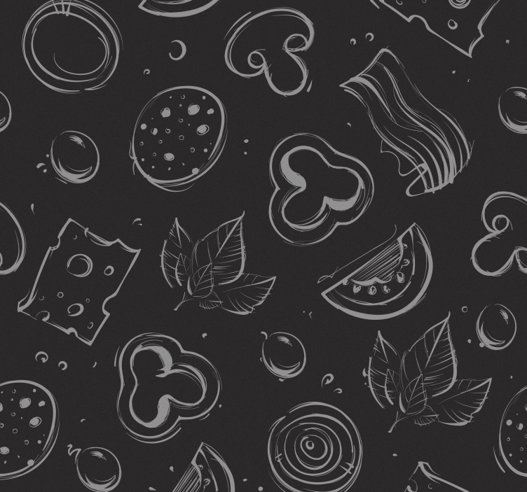 Pizza ingredients pattern kitchen wallpaper - TenStickers