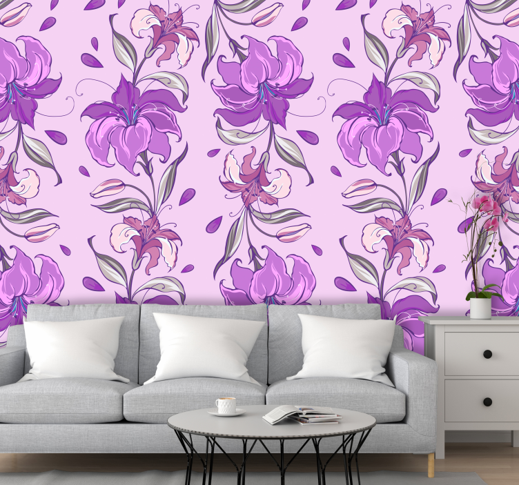 Abstract Wallpaper Lilac Stream - TenStickers