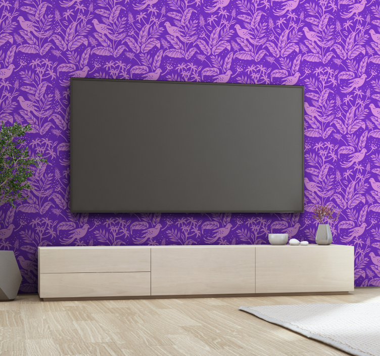 Purple Birds 3D Animal Wallpaper - TenStickers