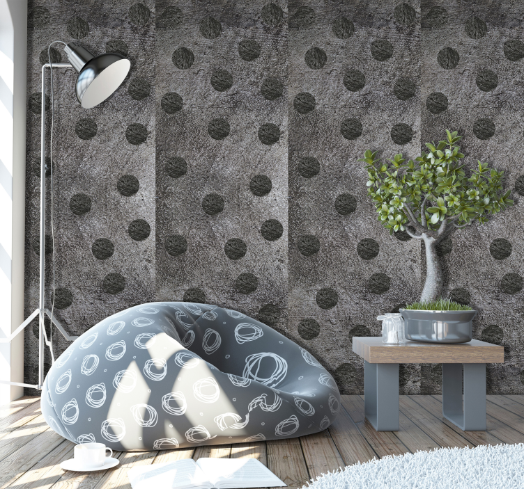 Abstract Circular Motifs Textured Wallpaper - TenStickers