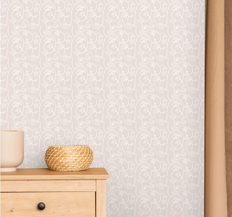 Abstract Face Patterns art wallpaper - TenStickers