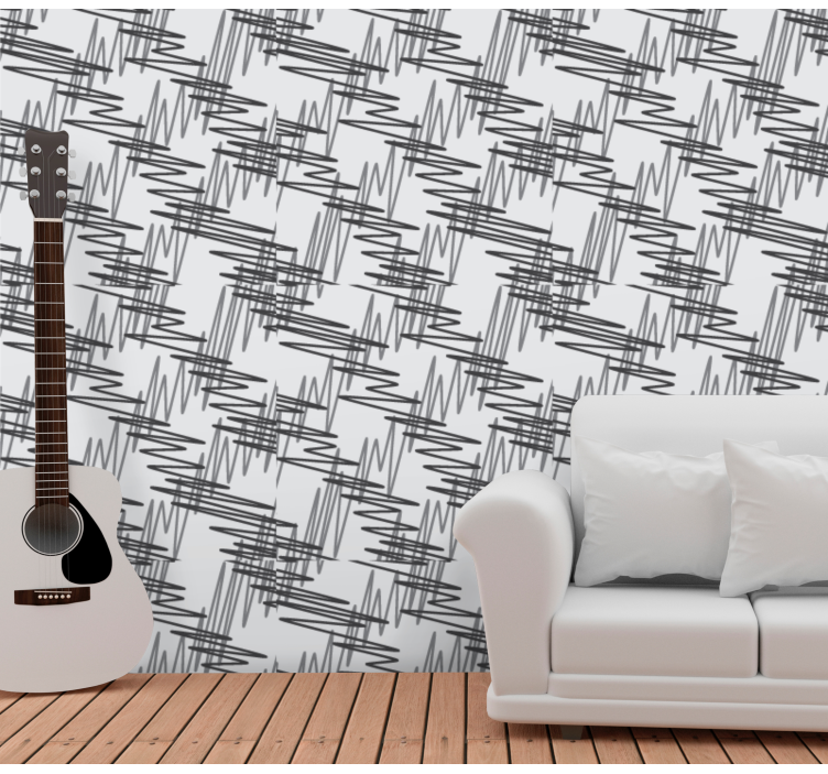 Abstract Linear Motif living room wallpaper - TenStickers