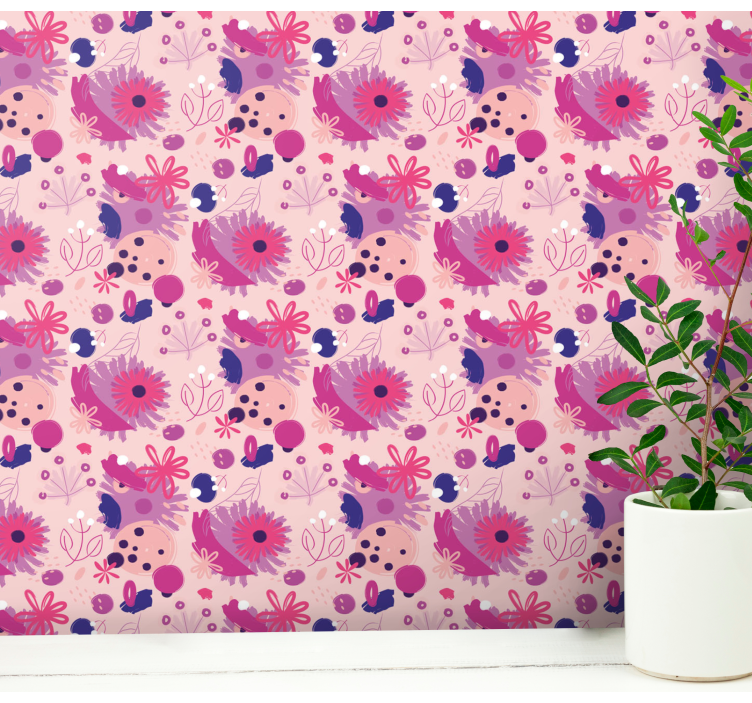 Abstract purple flowers wallpaper - TenStickers