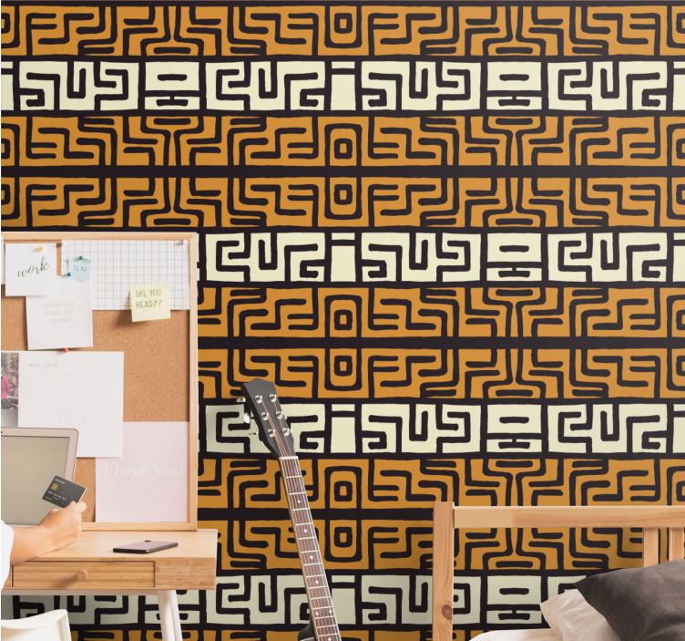 African style brown pattern Abstract Wallpaper - TenStickers