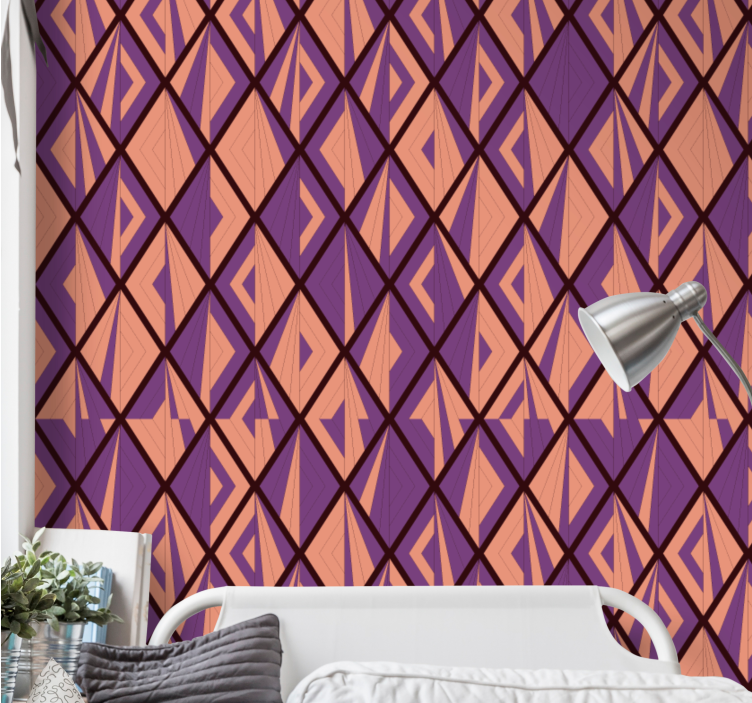 African style purple diamond pattern wallpaper - TenStickers