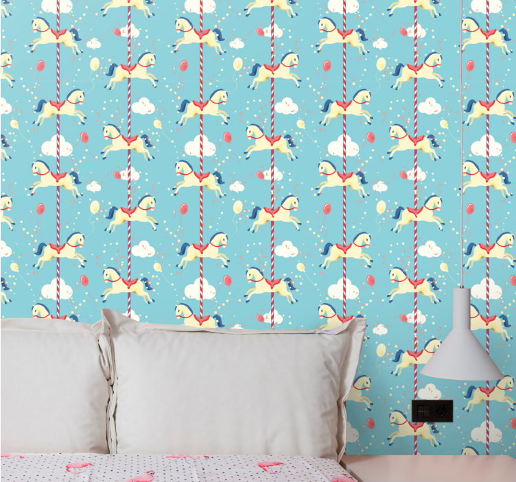 Amusement  horse ride pattern Bedroom Wallpaper - TenStickers