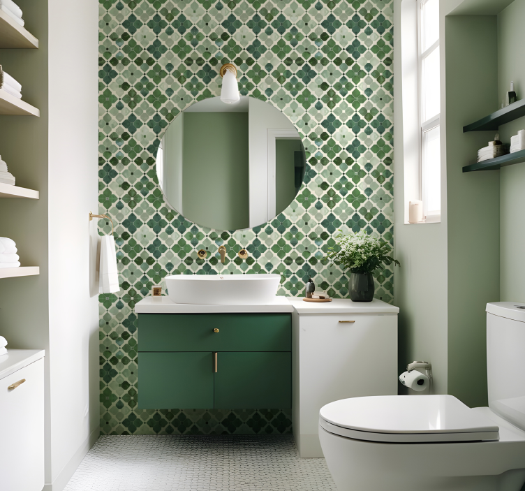 Arabian green pattern tile wallpaper - TenStickers