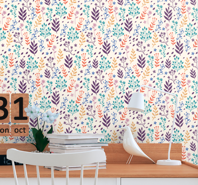Autumnal Leaf Patterns leaf wallpaper - TenStickers