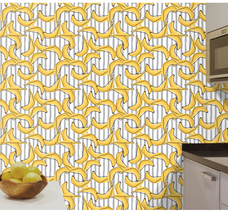 Banana pattern doodle style Kitchen Wallpaper - TenStickers