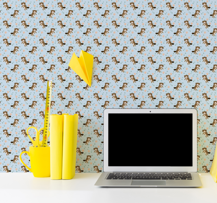 Beaver pattern Teen Bedroom Wallpaper - TenStickers