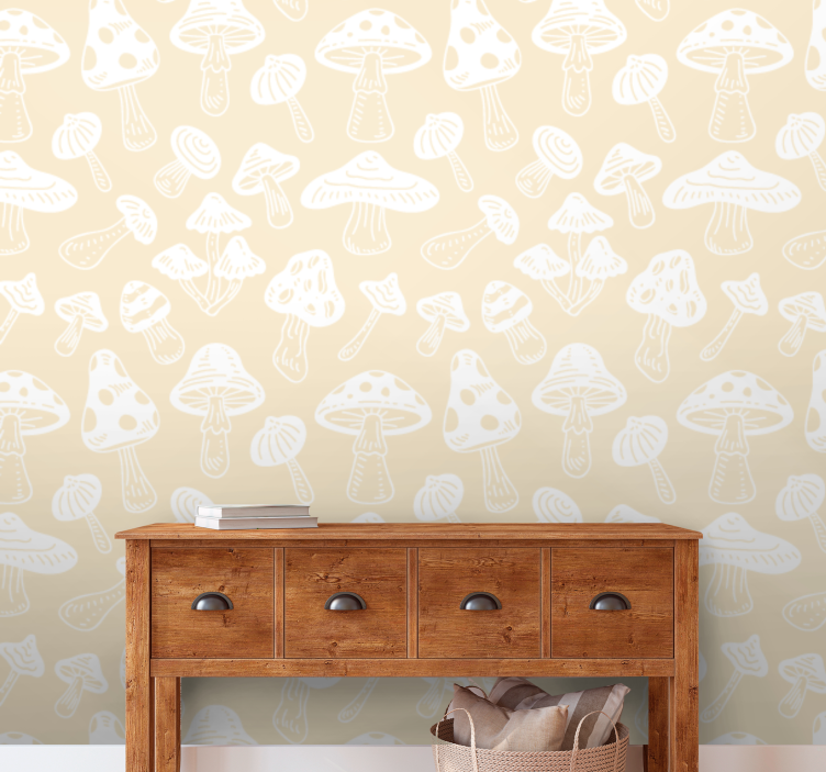 Beige mushrooms designs Flower Wallpaper - TenStickers