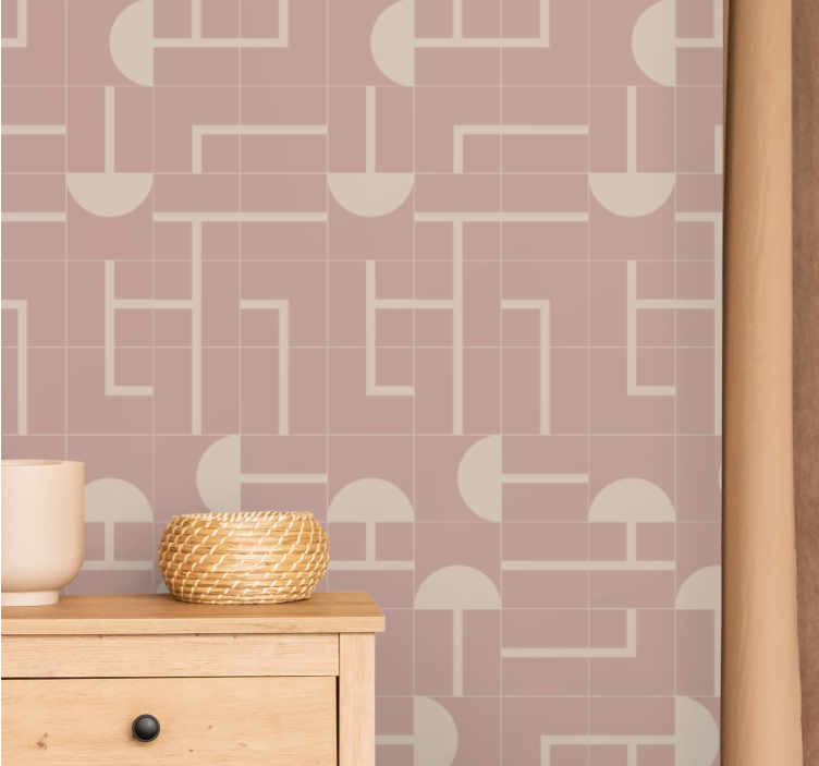 Beige soft shapes geometric wallpaper - TenStickers