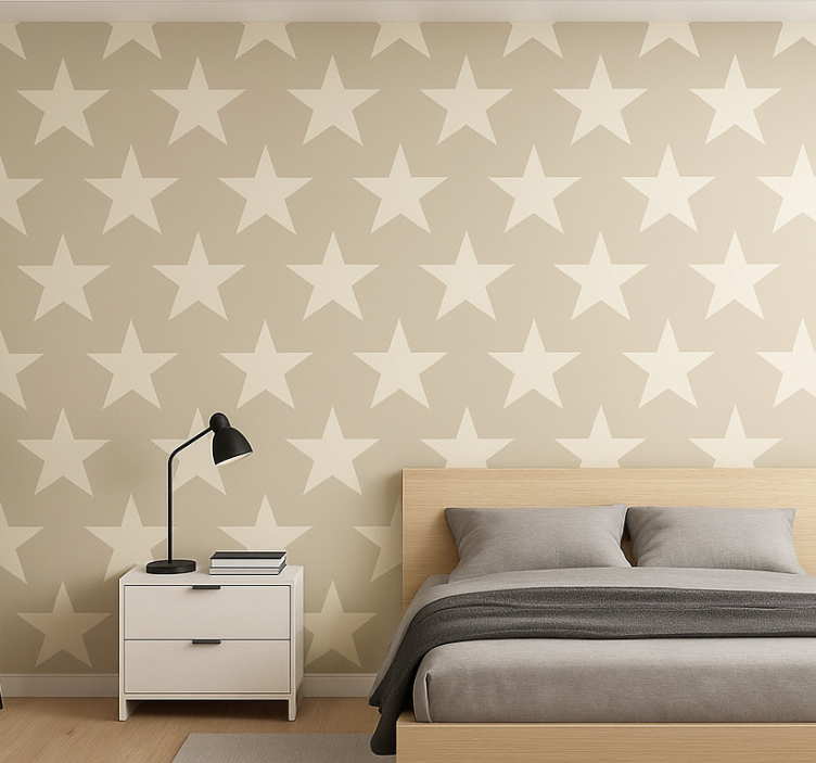 Beige stars pattern teenager wallpaper - TenStickers