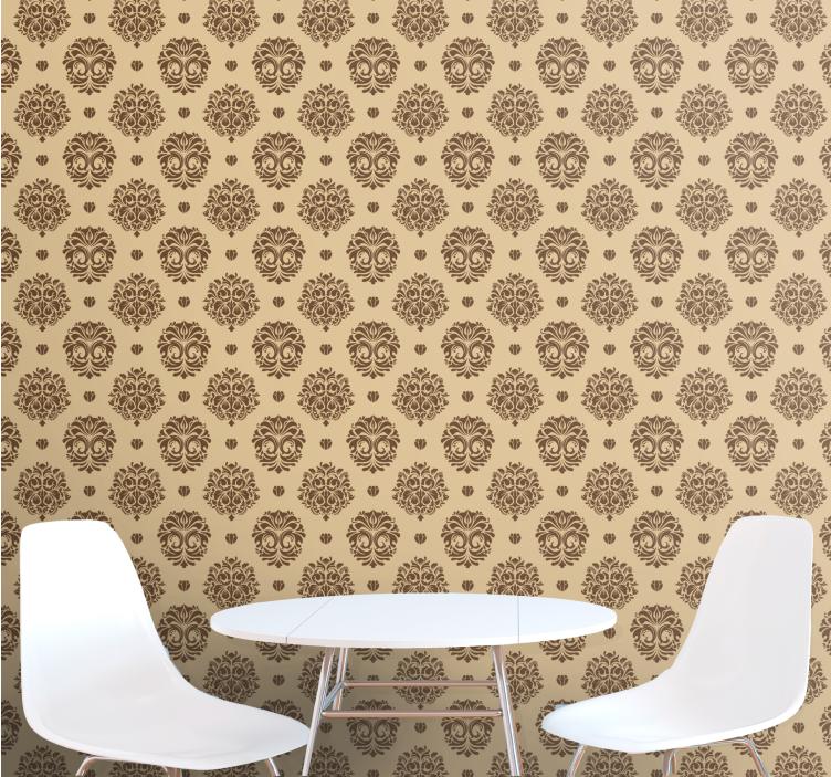 Beige Vintage Damask style Classic Wallpaper - TenStickers