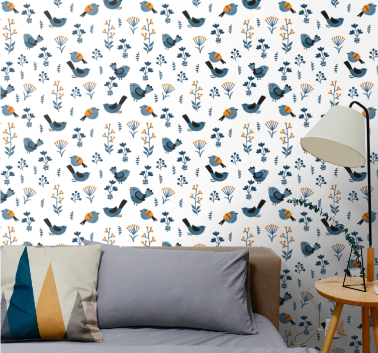 Bird Motif Accent birds wallpaper - TenStickers