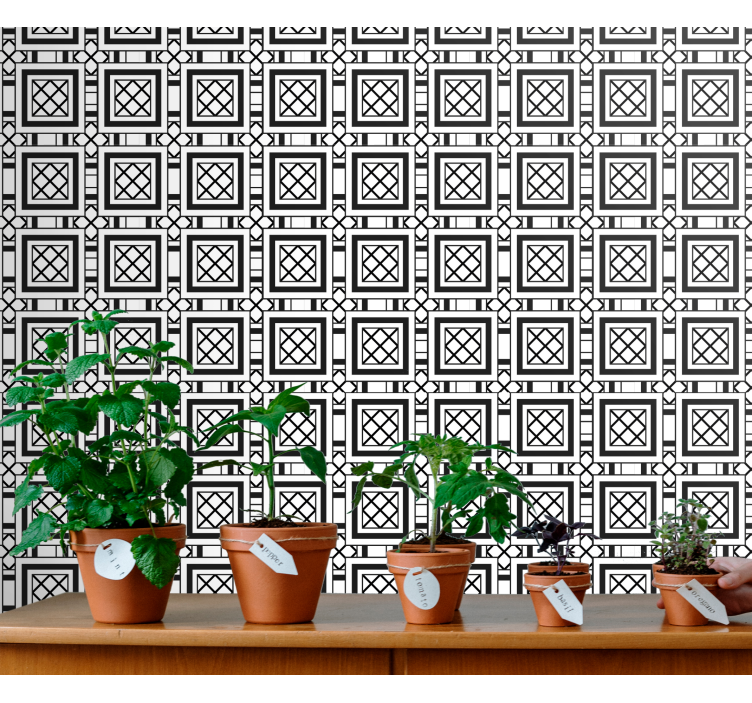 Black and white classic pattern tile wallpaper - TenStickers