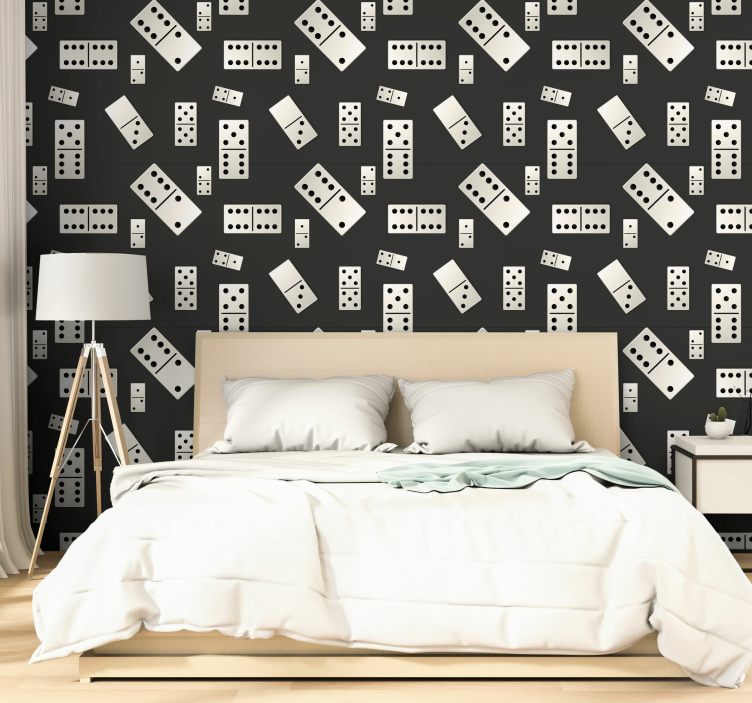 Black and white domino game bedroom wallpaper - TenStickers