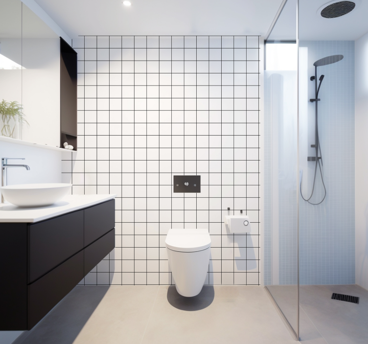 Black and white fine lines square wallpaper - TenStickers