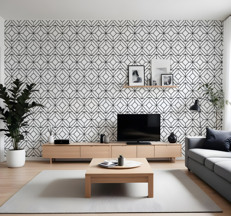 Black and white geometric pattern modern wallpaper - TenStickers